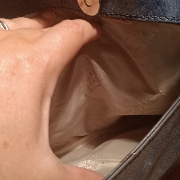 Badgley Mischka American Glamour Stylish Blue Handbag with Chain Detail Leather - Picture 5 of 11